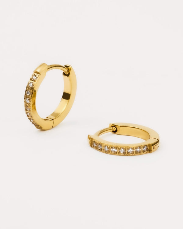 Mini Pavé Hoop Huggies in Gold — titanium — Rhokea