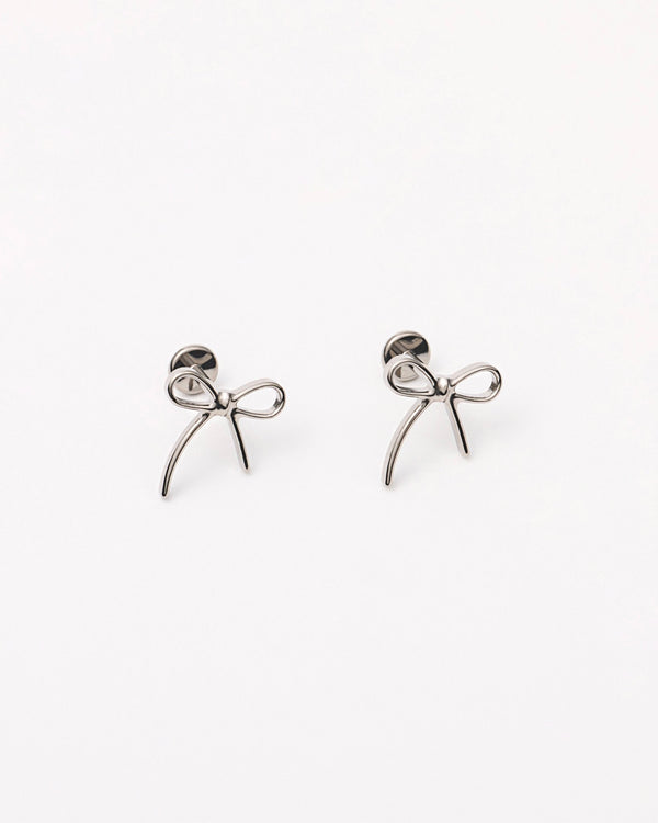 Ribbon Flat Back Studs in Silver — titanium — rhokea