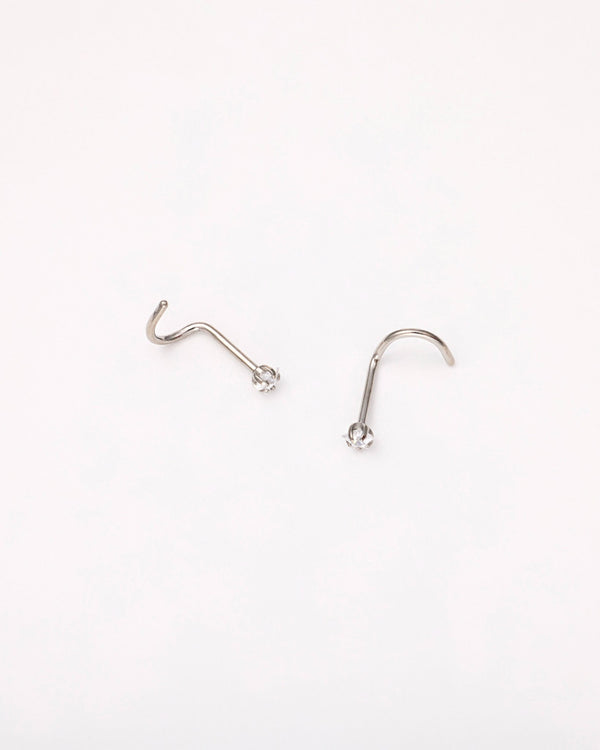 Star Screw Nose Studs in Silver — titanium — rhokea