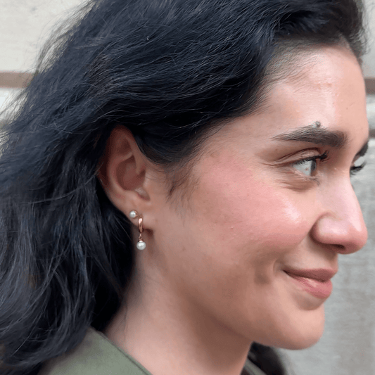 Ethereal Pearl Hoops in Gold — titanium — Rhokea