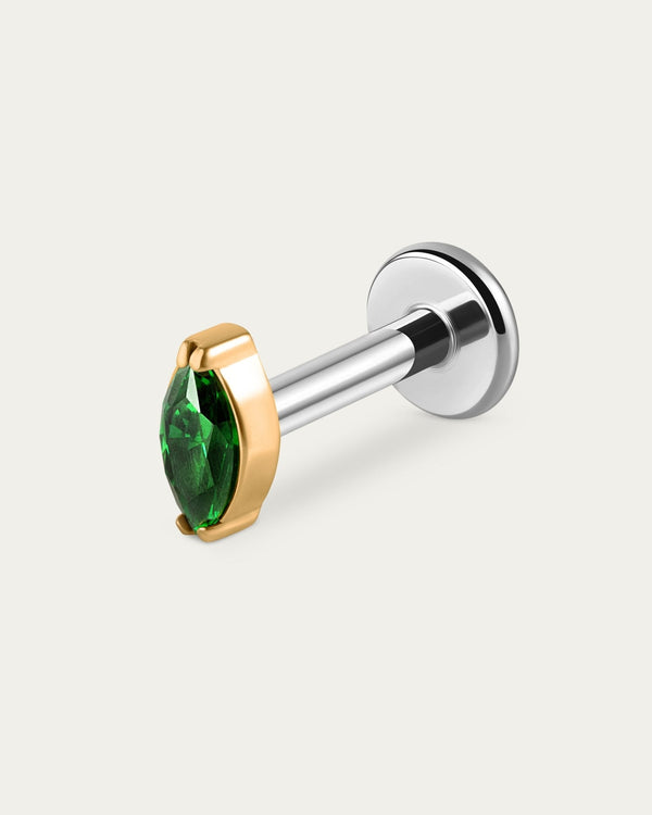 Emerald Marquise Stud in Gold — titanium — Rhokea