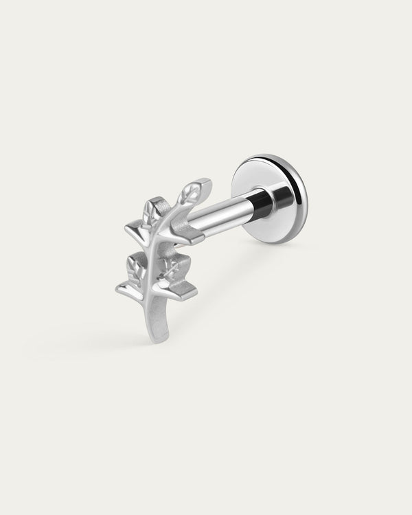 Botanic Leaf Stud in Silver — titanium — Rhokea
