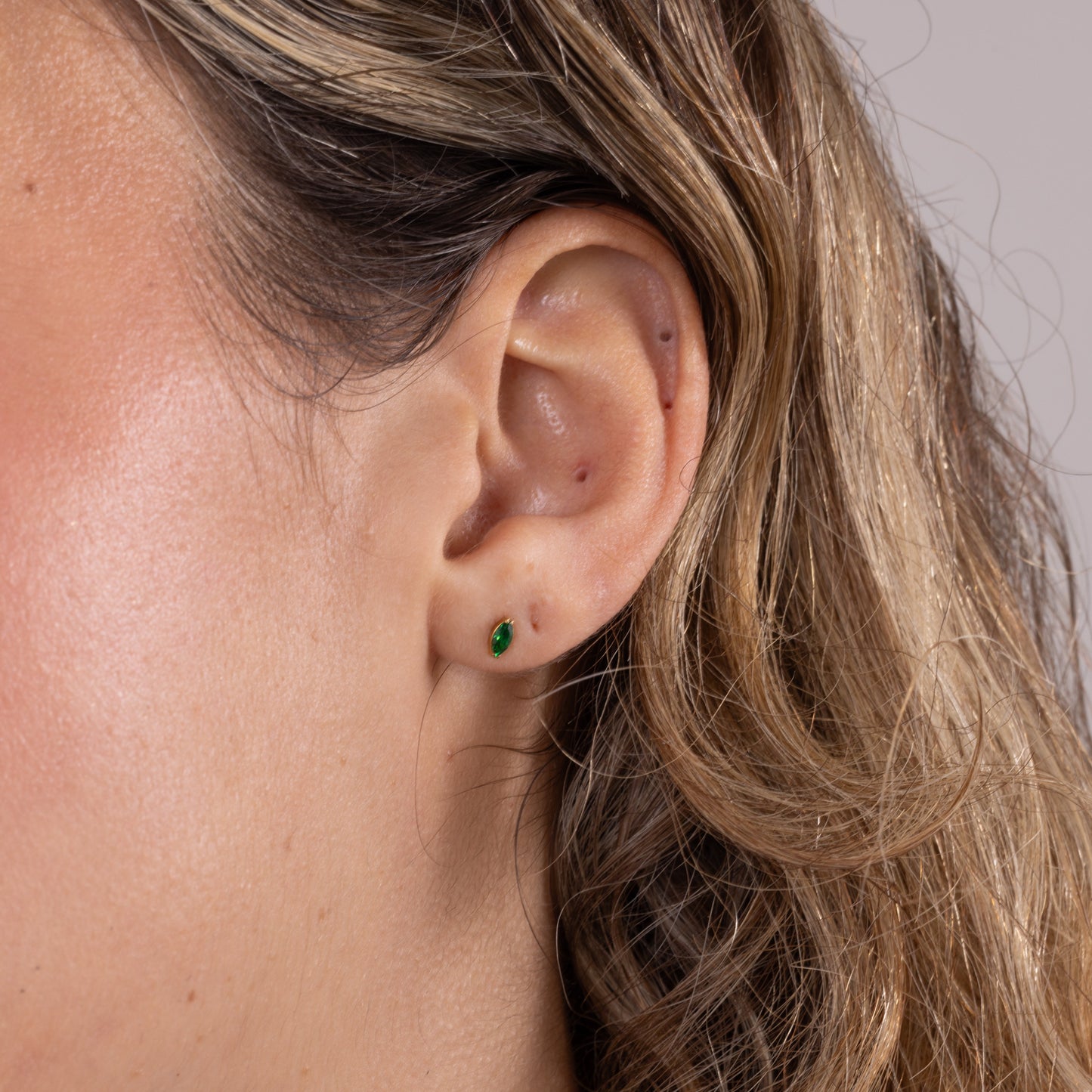 Emerald Marquise Stud in Gold