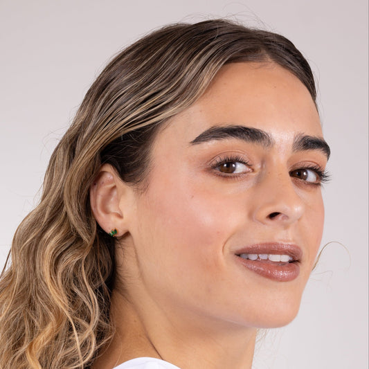 Emerald Trinity Marquise Stud in Gold — titanium — Rhokea