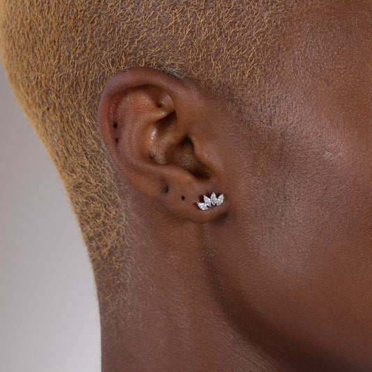 Quartet Marquise Stud in Silver — titanium — Rhokea