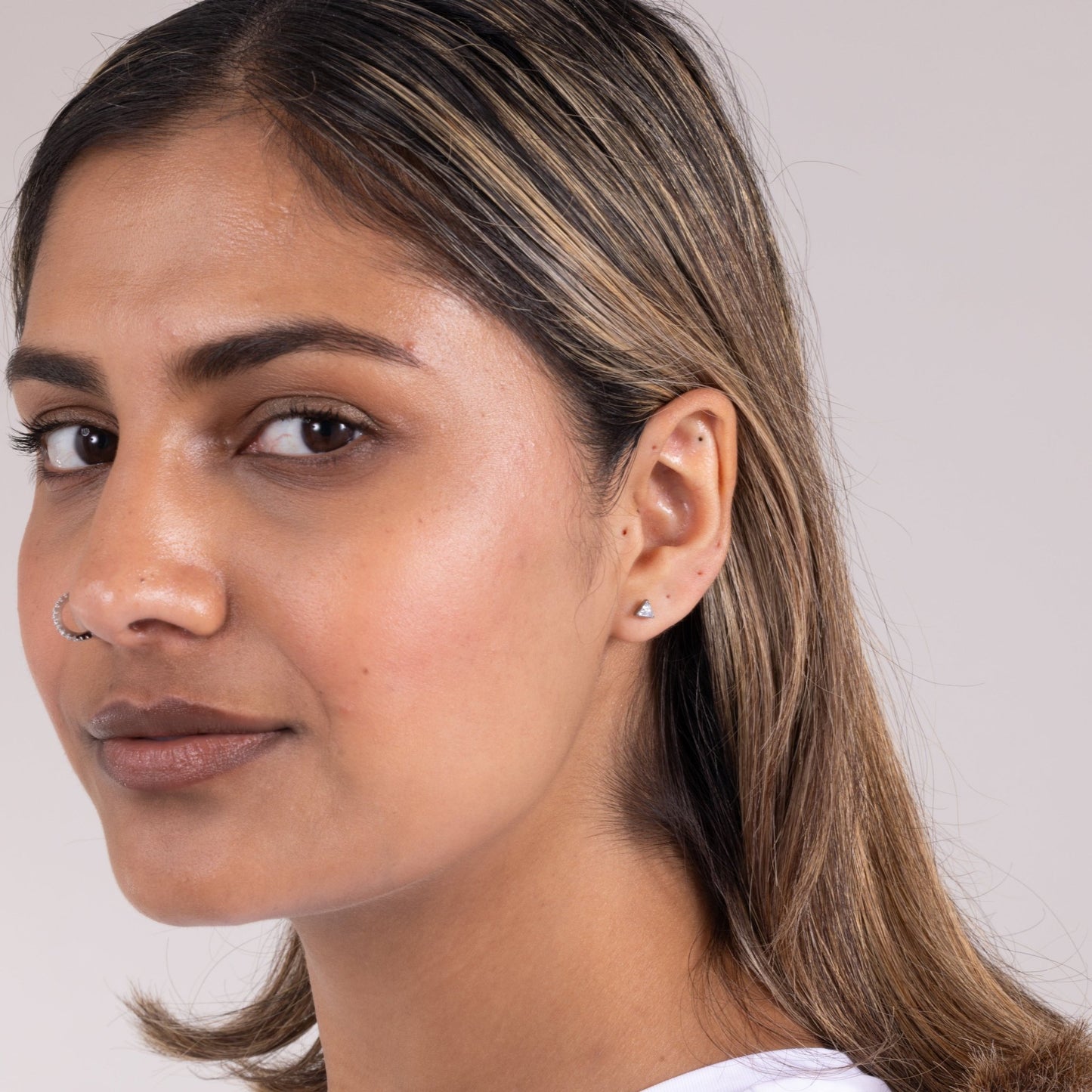 Prism Trilliant Stud in Silver — titanium — Rhokea