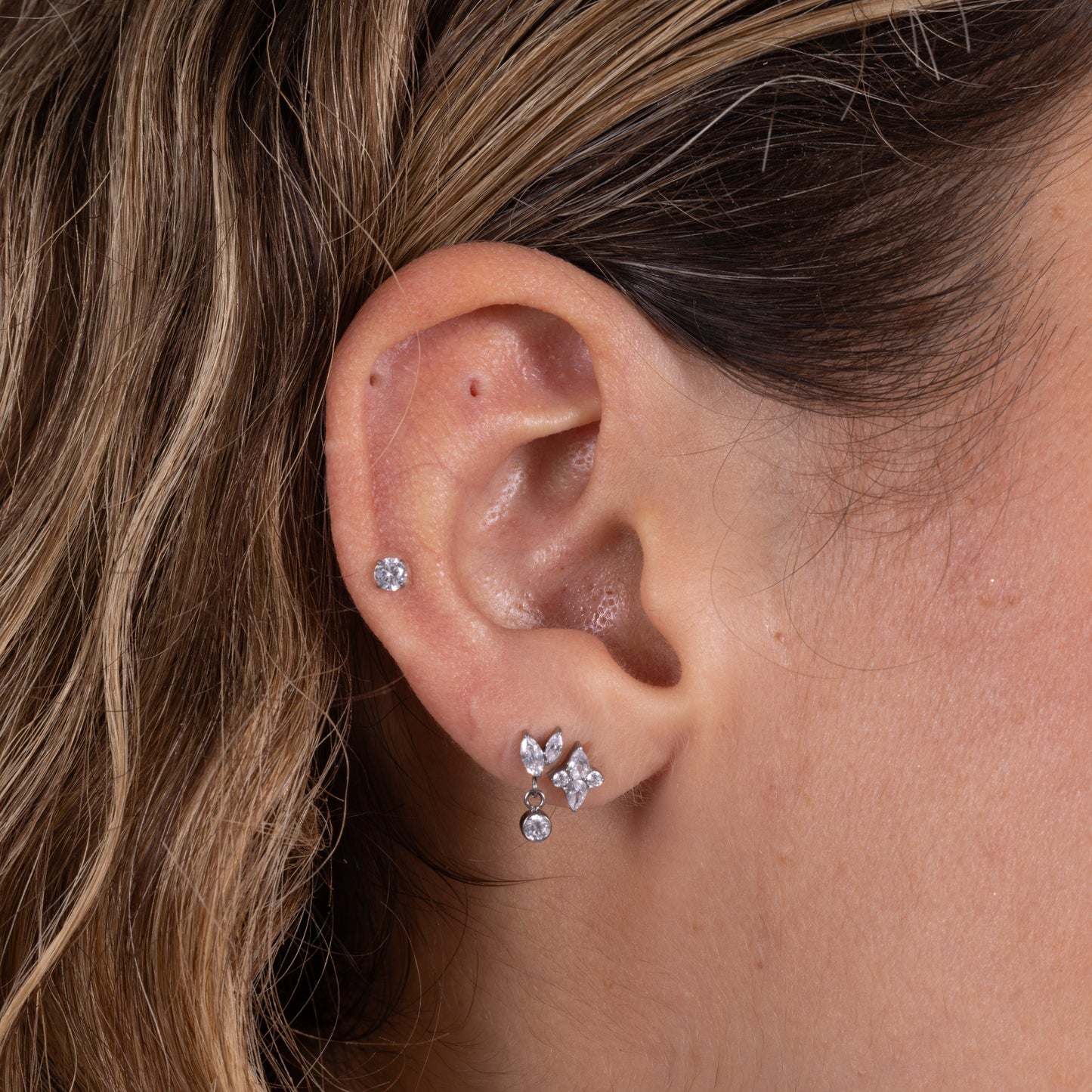 Harmony Drop Stud in Silver