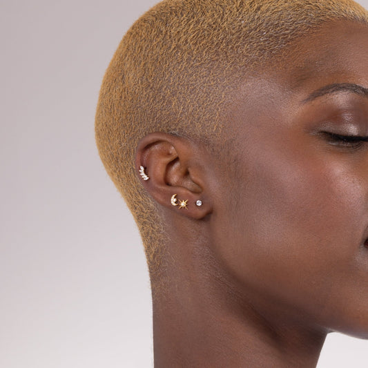 Lunar Crescent Stud in Gold — titanium — Rhokea