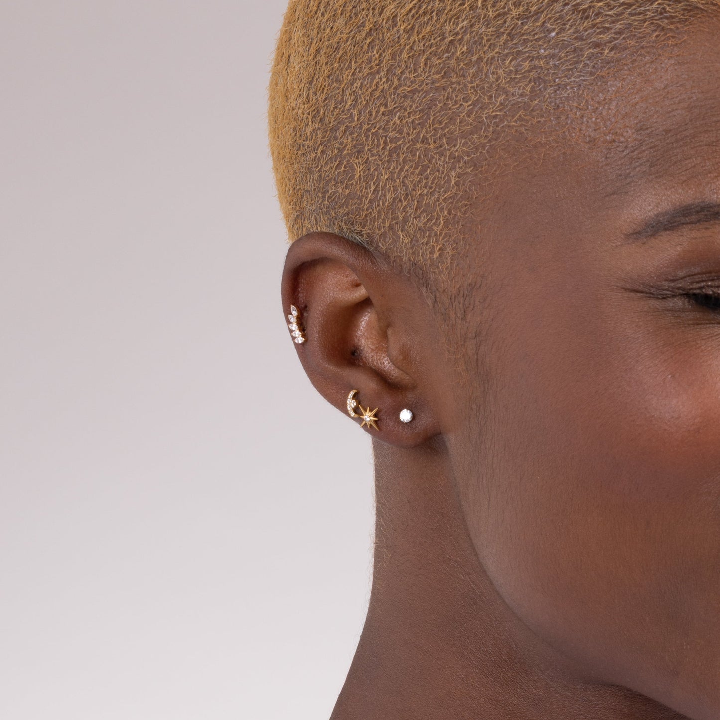 Lunar Crescent Stud in Gold