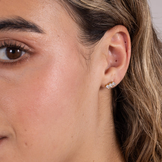 Trinity Emerald - Cut Stud in Gold — titanium — Rhokea