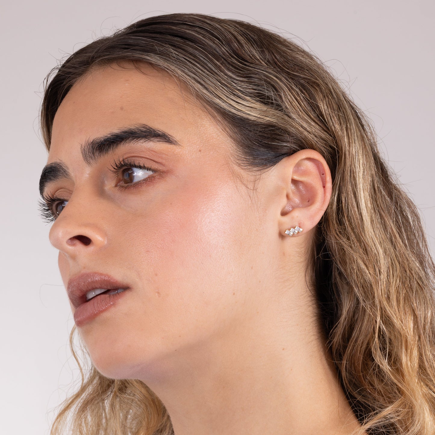 Trinity Emerald-Cut Stud in Gold