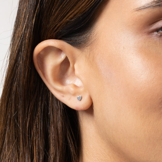 Pure Heart Stud in Silver — titanium — Rhokea