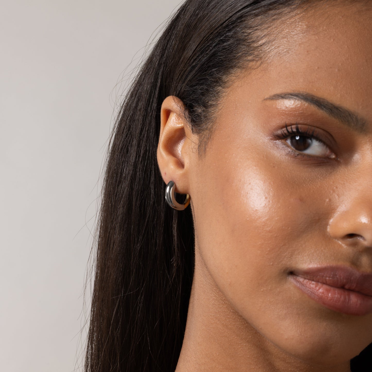Halo Two Tone Hoop Earrings