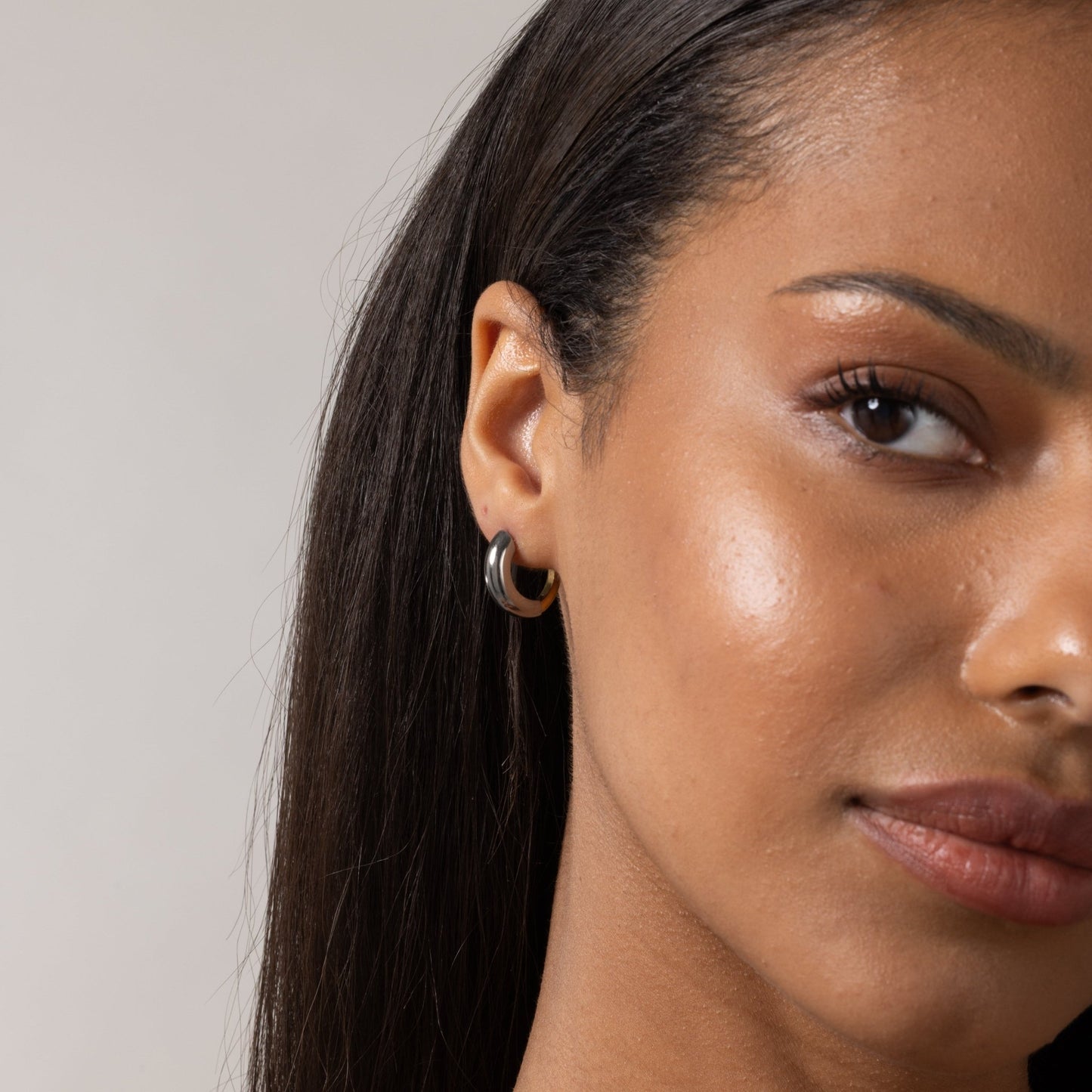 Halo Two Tone Hoop Earrings — titanium — Rhokea