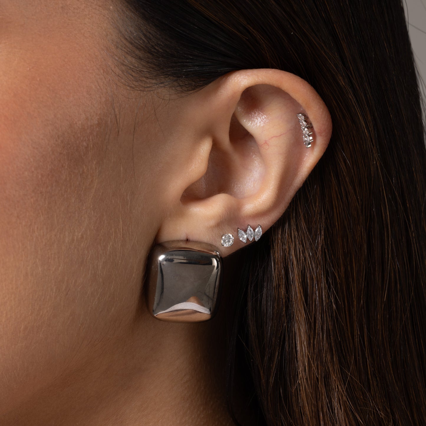 Trinity Marquise Stud in Silver