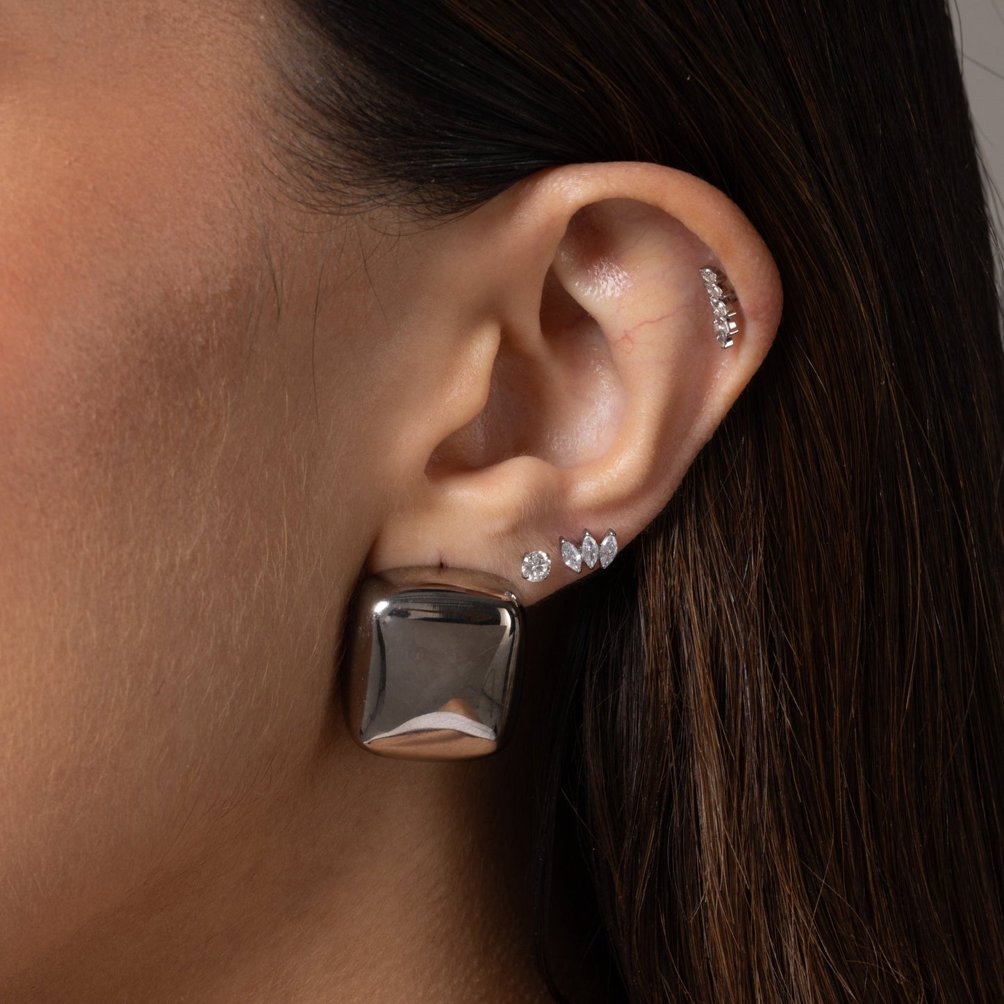 Trinity Marquise Stud in Silver — titanium — Rhokea