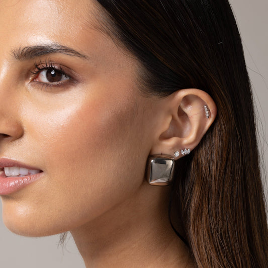 Quintet Marquise Stud in Silver — titanium — Rhokea