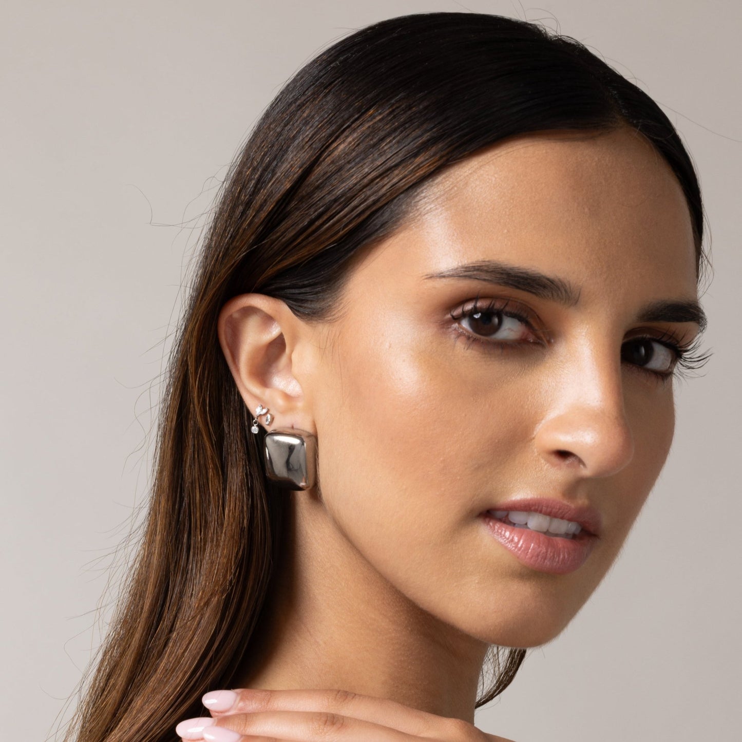 Harmony Drop Stud in Silver — titanium — Rhokea