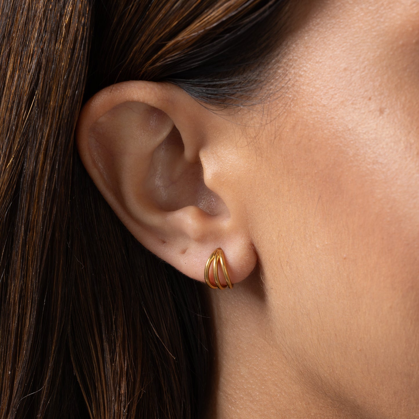 Trinity Hoop in Gold