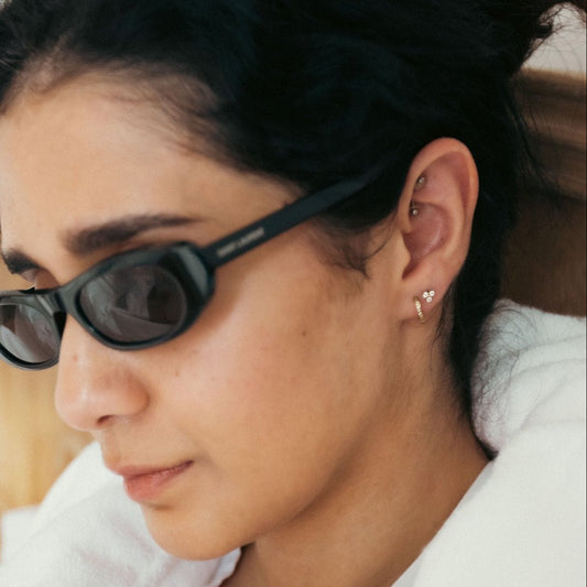 Trinity Solitaire Studs in Gold — titanium — Rhokea