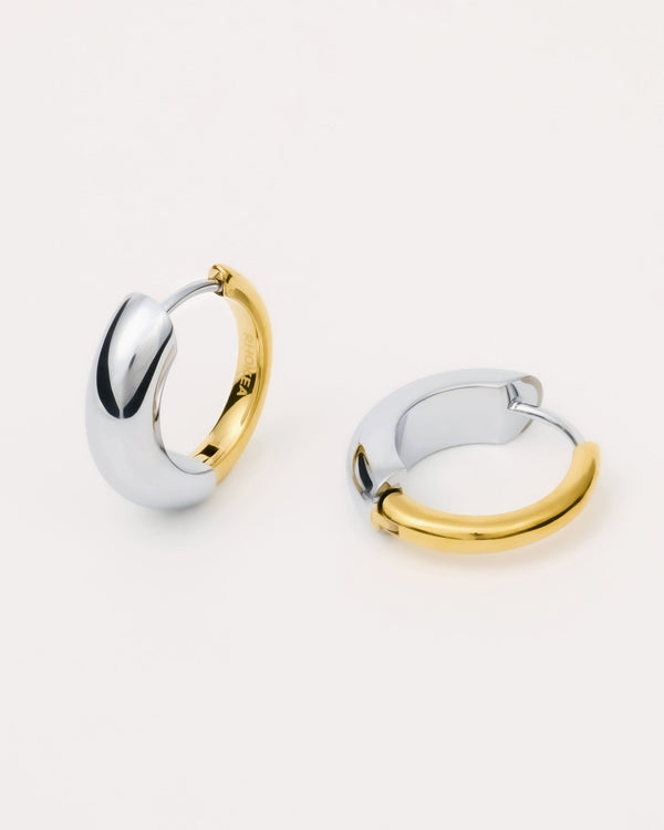 Reversible Two - Tone Hoop Huggies — titanium — Rhokea