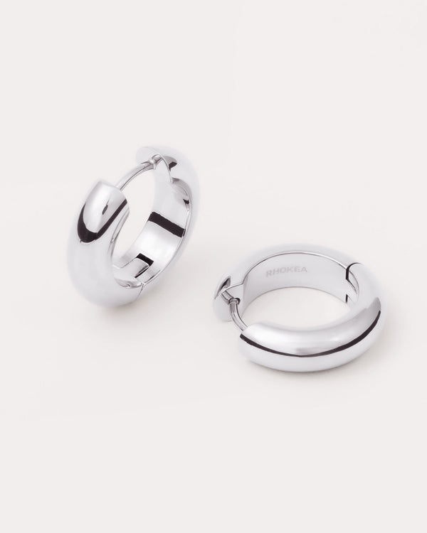 Bold Hoop Earrings in Silver — titanium — Rhokea