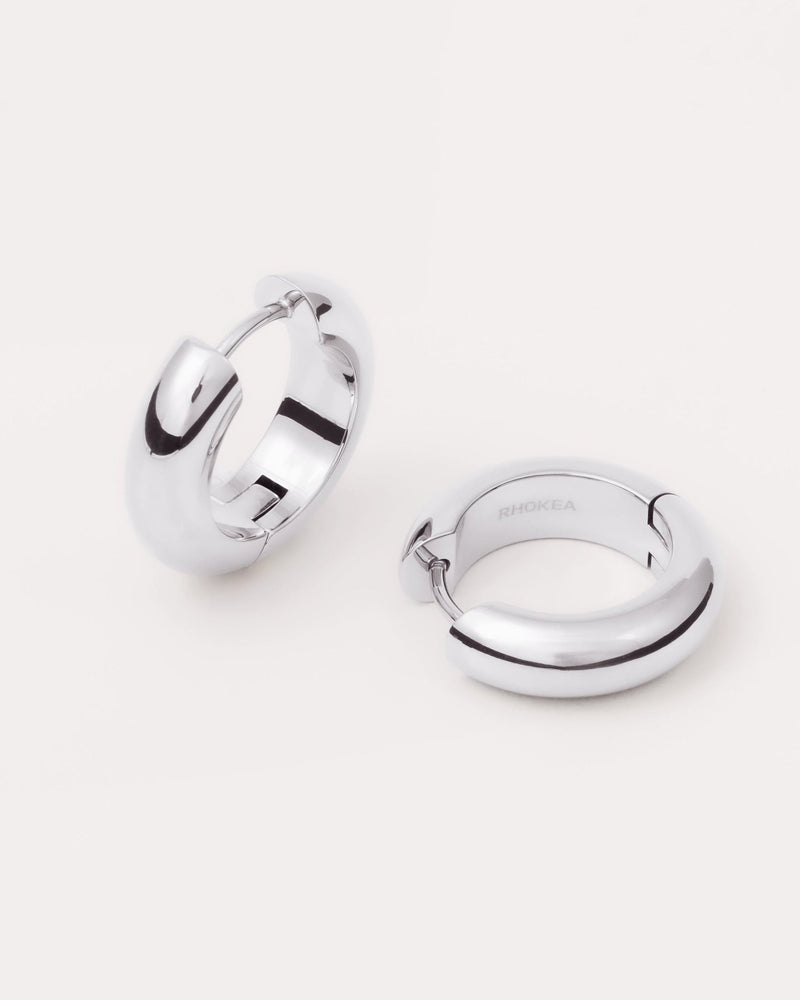 Bold Hoop Earrings in Silver — titanium — Rhokea