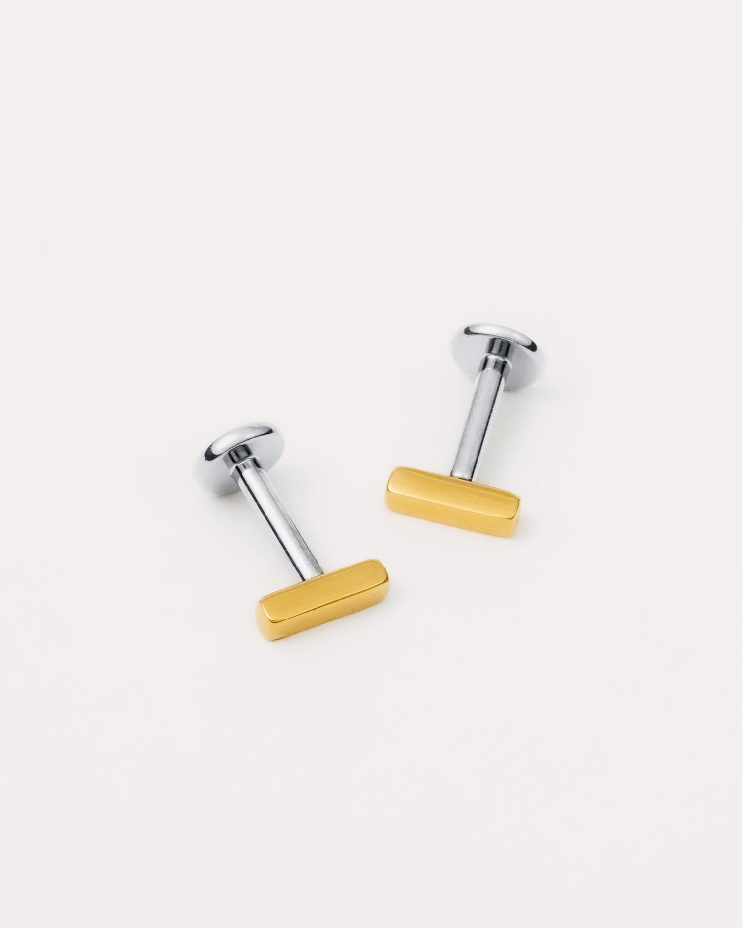 Minimal Bar Flat Back Studs in Gold — titanium — Rhokea