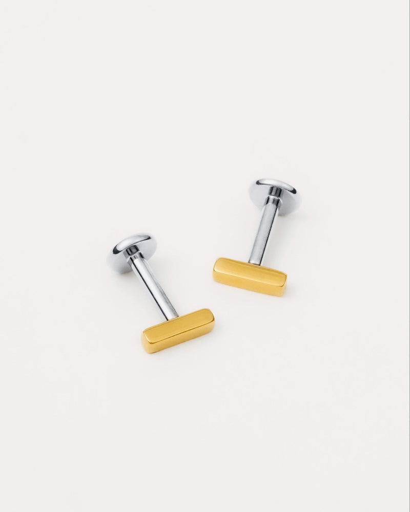 Minimal Bar Flat Back Studs in Gold — titanium — Rhokea