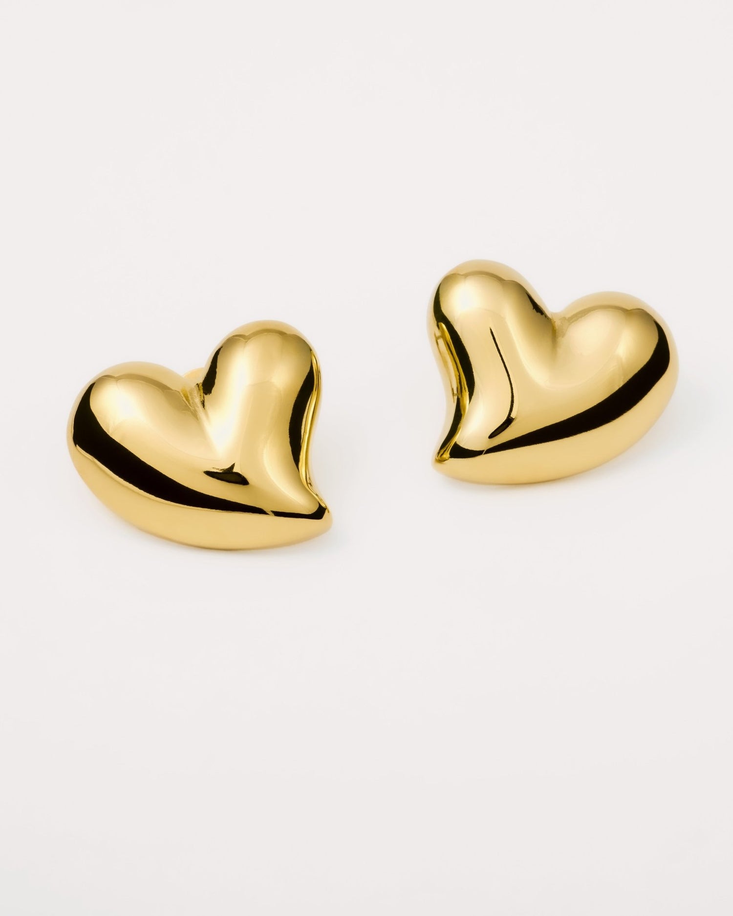 Chunky Heart Statement Stud Earrings in Gold — titanium — Rhokea