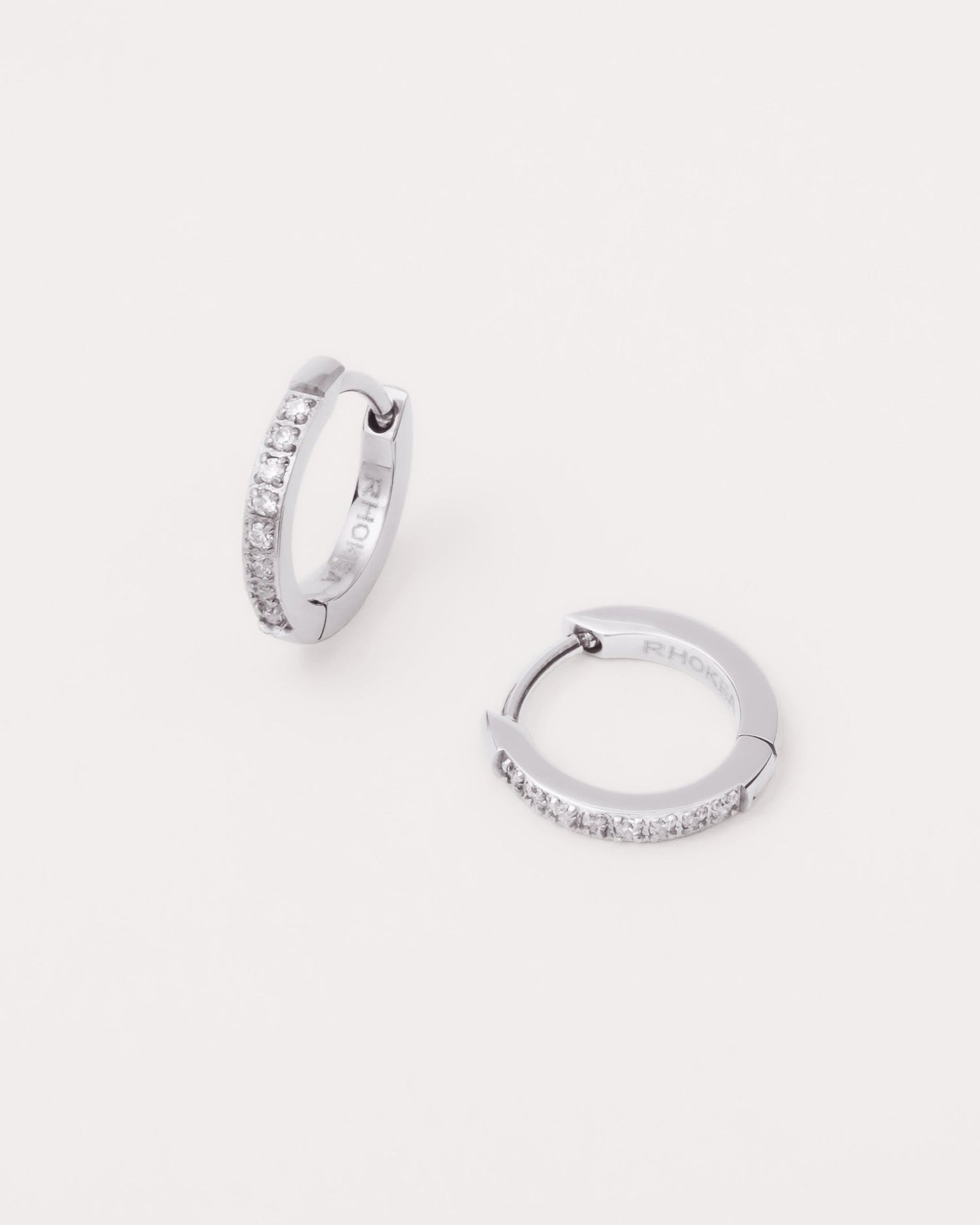 Mini Pavé Hoop Huggies in Silver — titanium — Rhokea