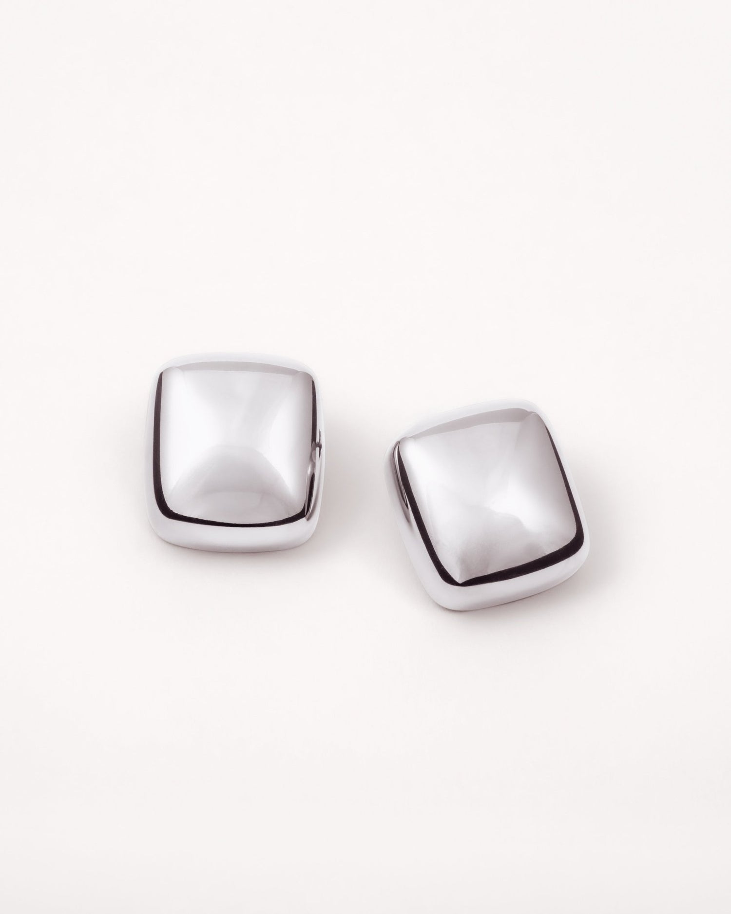 Square Stud Earrings in Silver — titanium — Rhokea