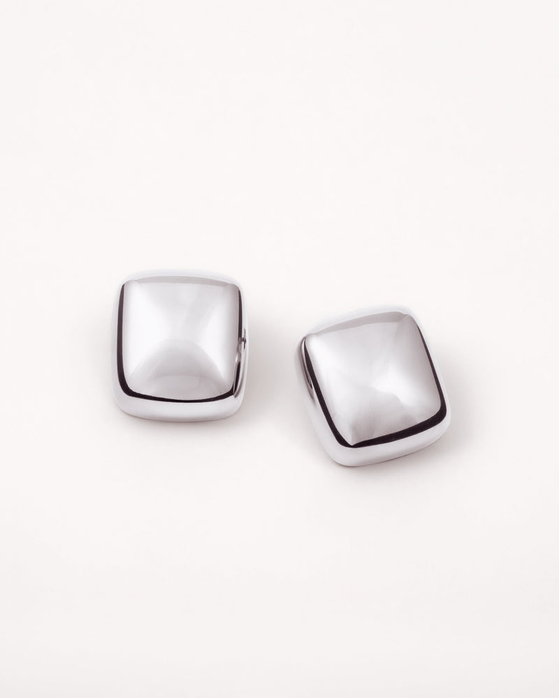 Square Stud Earrings in Silver — titanium — Rhokea