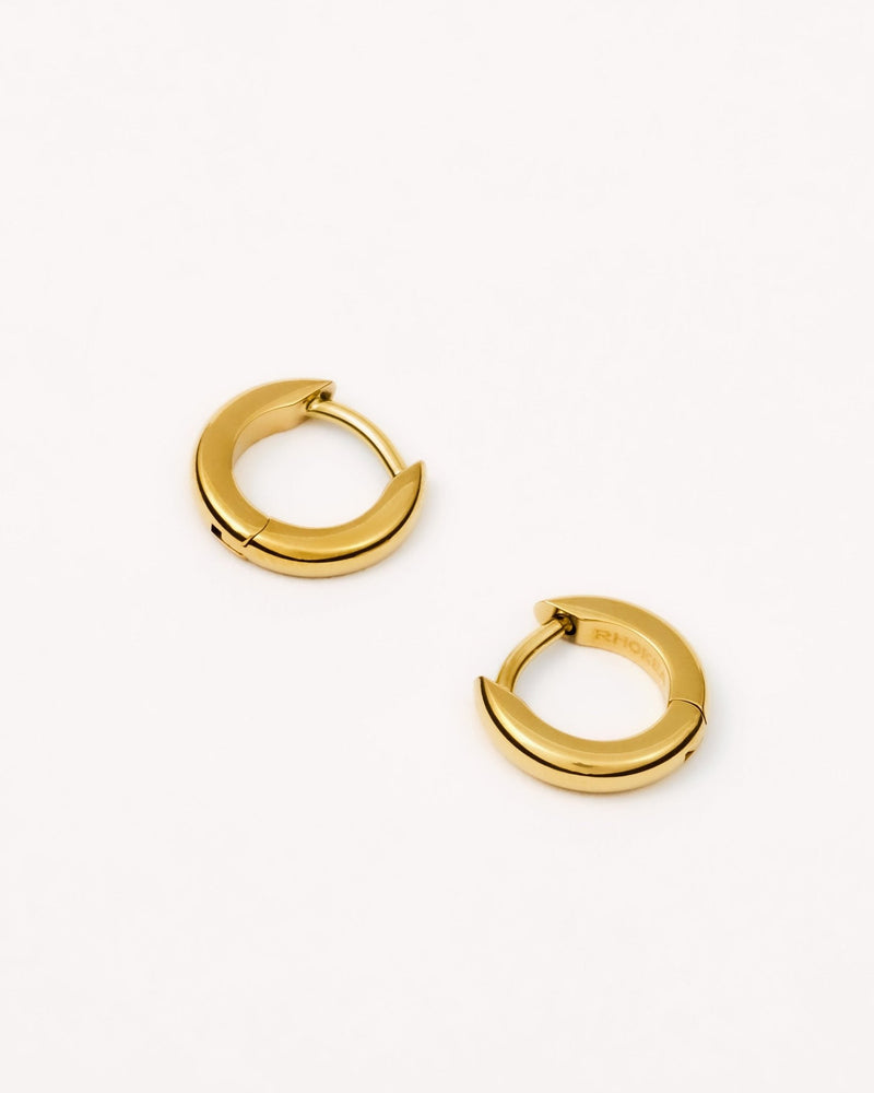 Small Huggie Hoop Earrings in Gold — titanium — Rhokea