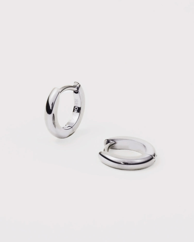 Small Huggie Hoop Earrings in Silver — titanium — Rhokea