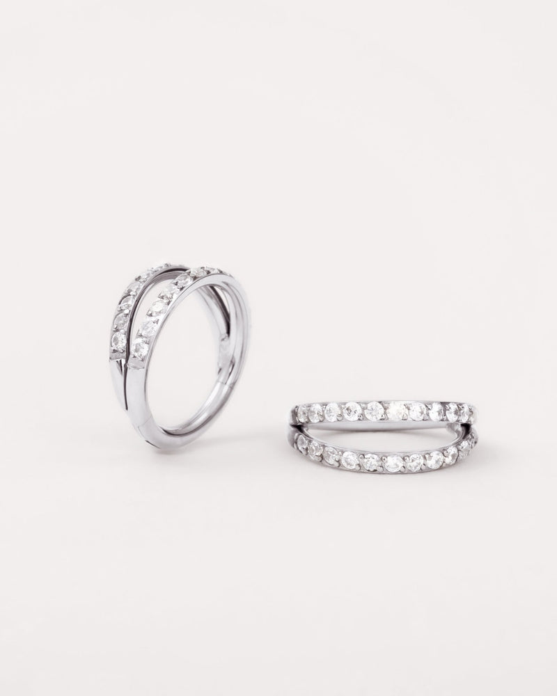 Duet Piercing Hoops in Silver — titanium — Rhokea