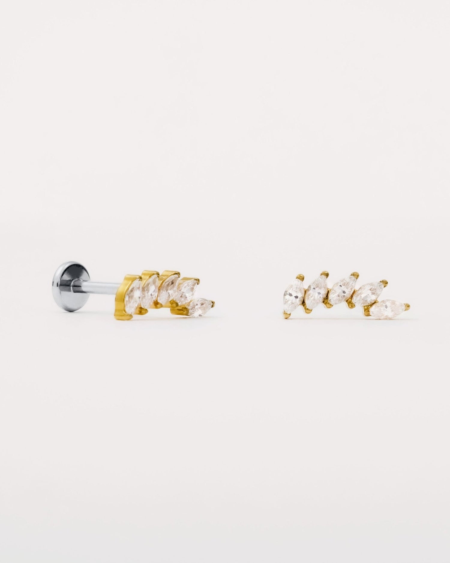 Quintet Marquise Flat Back Studs in Gold — titanium — Rhokea