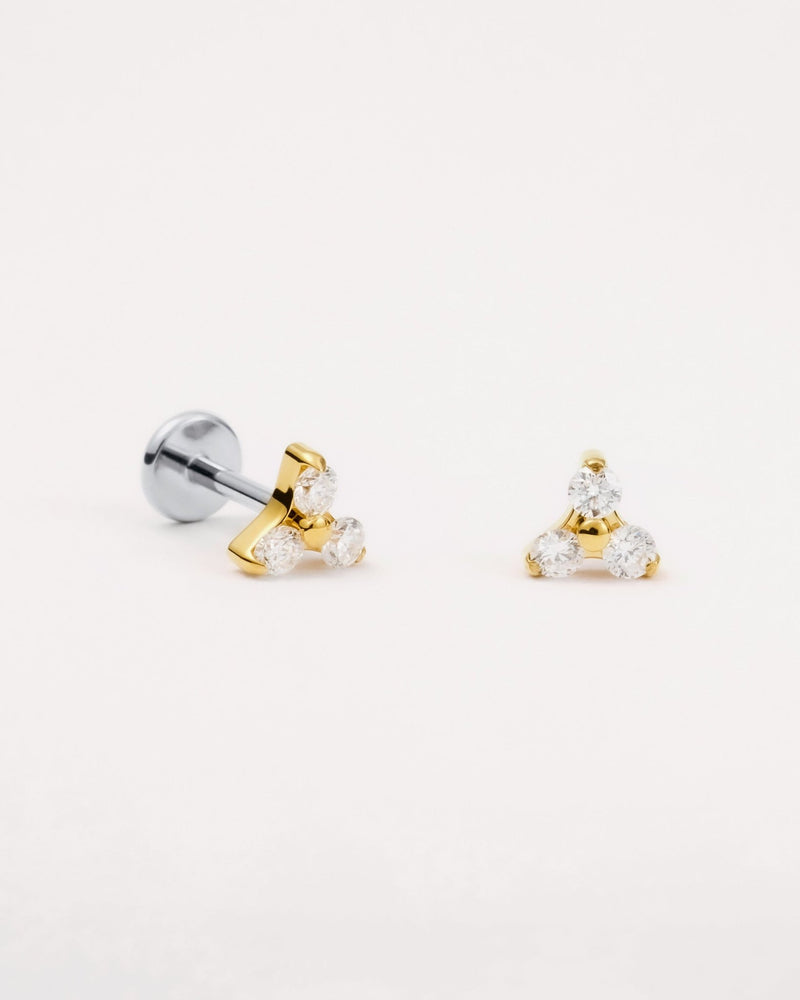 Trinity Solitaire Flat Back Studs in Gold — titanium — Rhokea