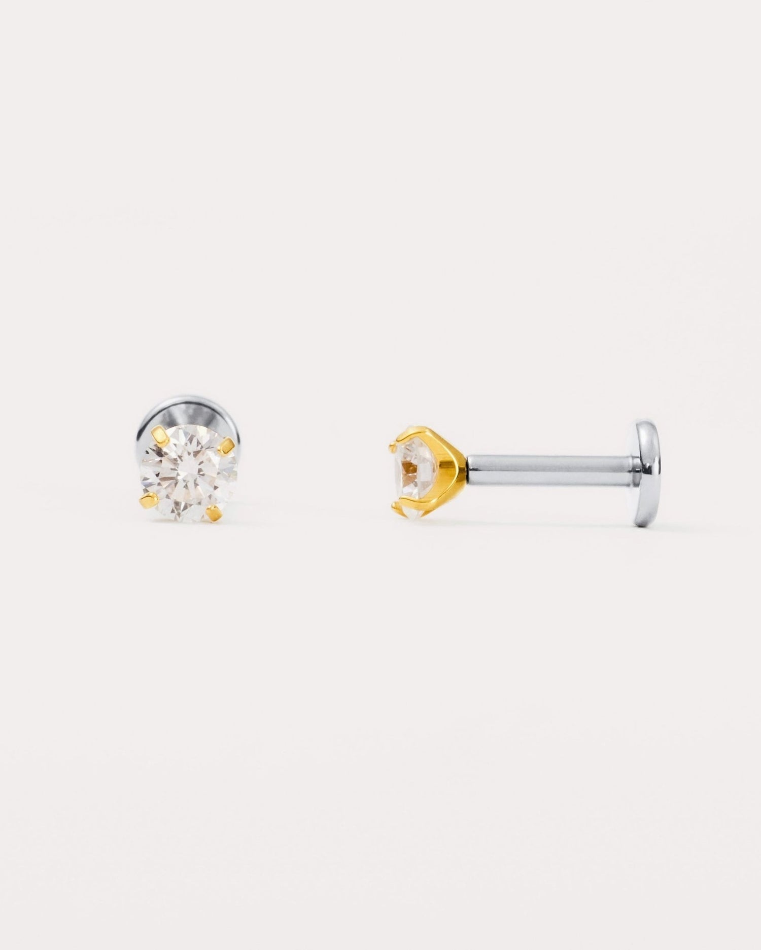Solitaire Flat Back Studs in Gold — titanium — Rhokea
