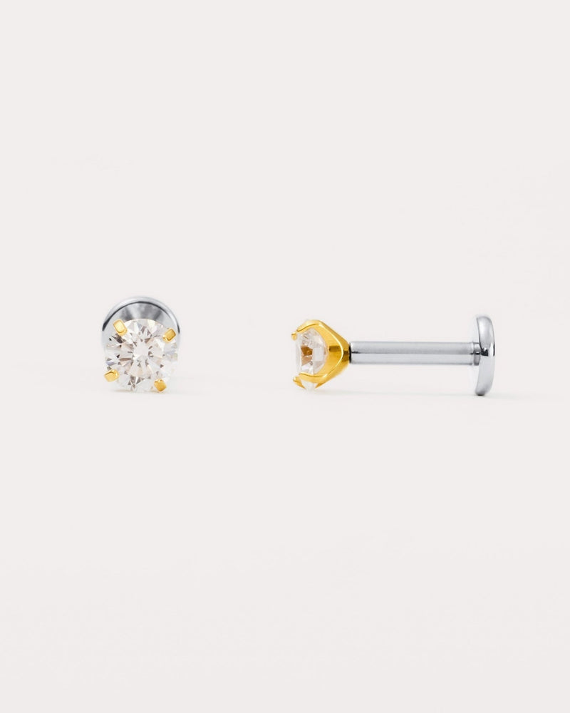 Solitaire Flat Back Studs in Gold — titanium — Rhokea