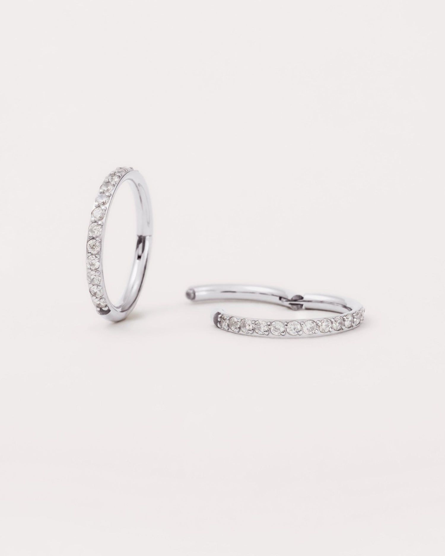 Pavé Piercing Hoop in Silver — titanium — Rhokea