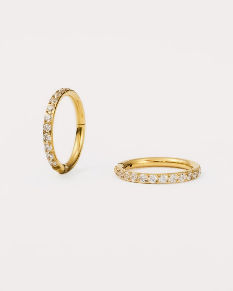 Pavé Piercing Hoop in Gold — titanium — Rhokea