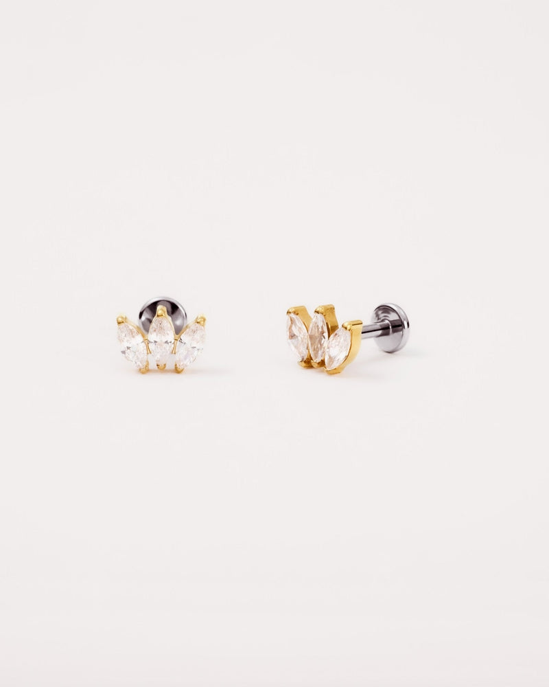 Trinity Marquise Flat Back Studs in Gold — titanium — Rhokea