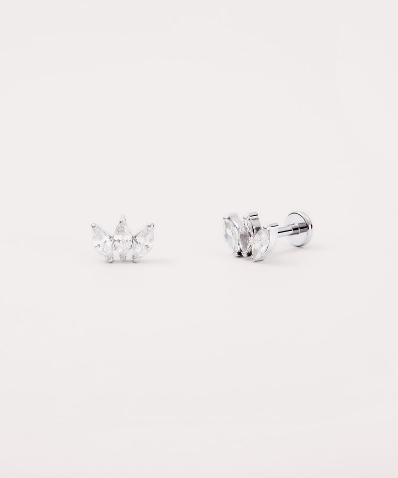 Trinity Marquise Flat Back Studs in Silver — titanium — Rhokea