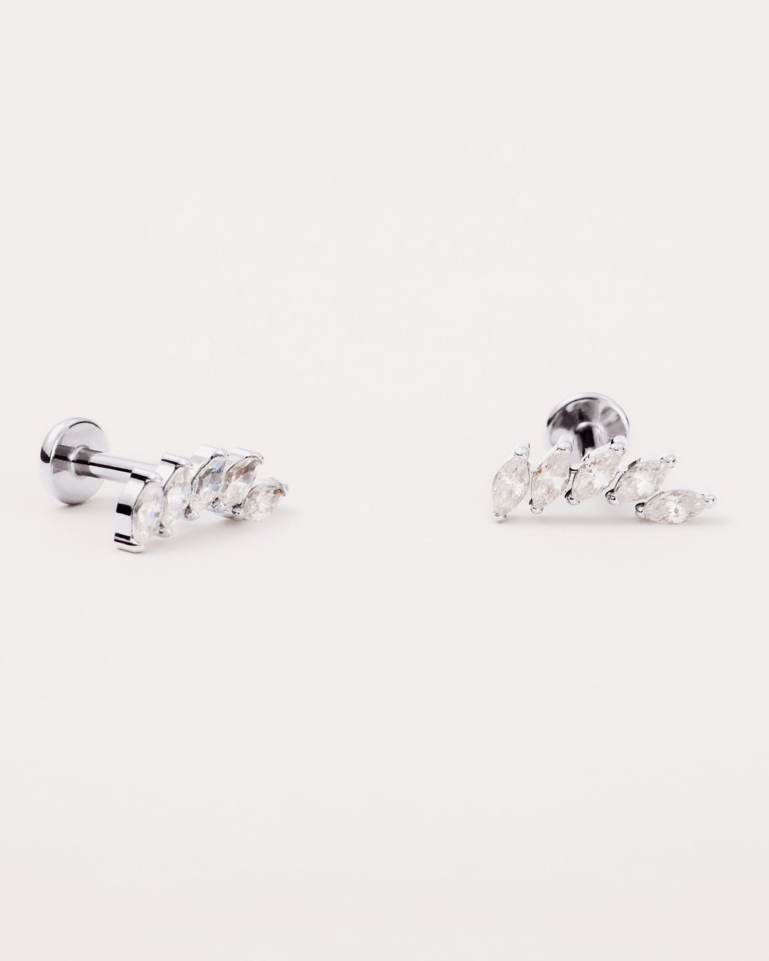 Quintet Marquise Flat Back Studs in Silver — titanium — Rhokea