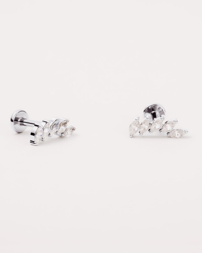 Quintet Marquise Flat Back Studs in Silver — titanium — Rhokea