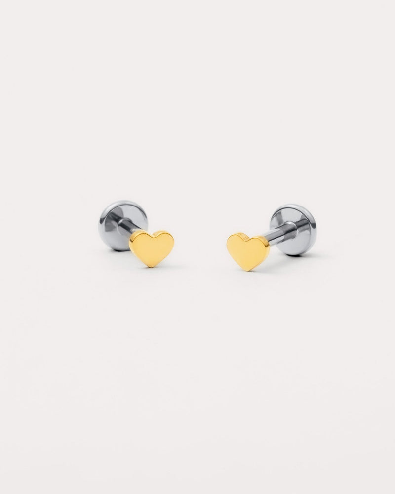 Pure Heart Flat Back Studs in Gold — titanium — Rhokea