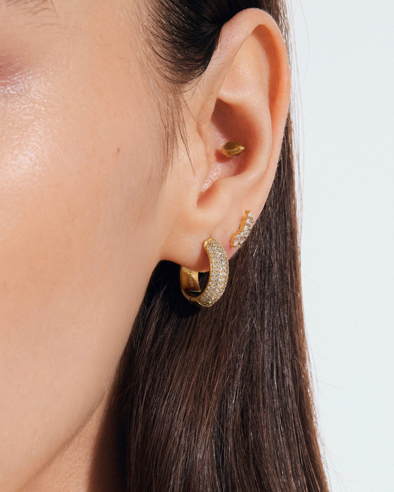 Quintet Marquise Flat Back Studs in Gold — titanium — Rhokea