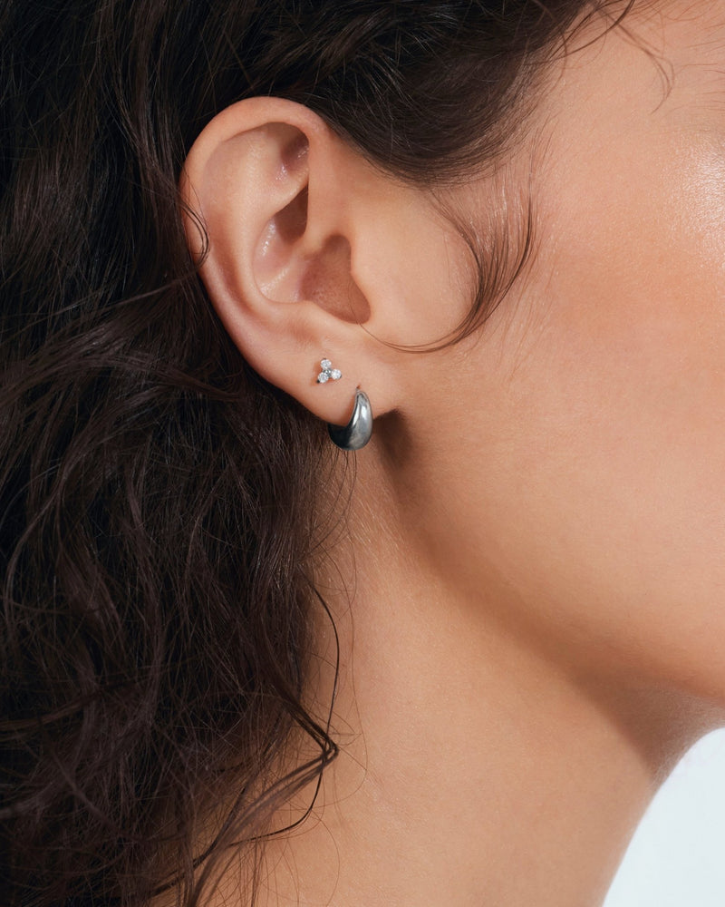 Teardrop Hoop Earrings in Silver — titanium — Rhokea