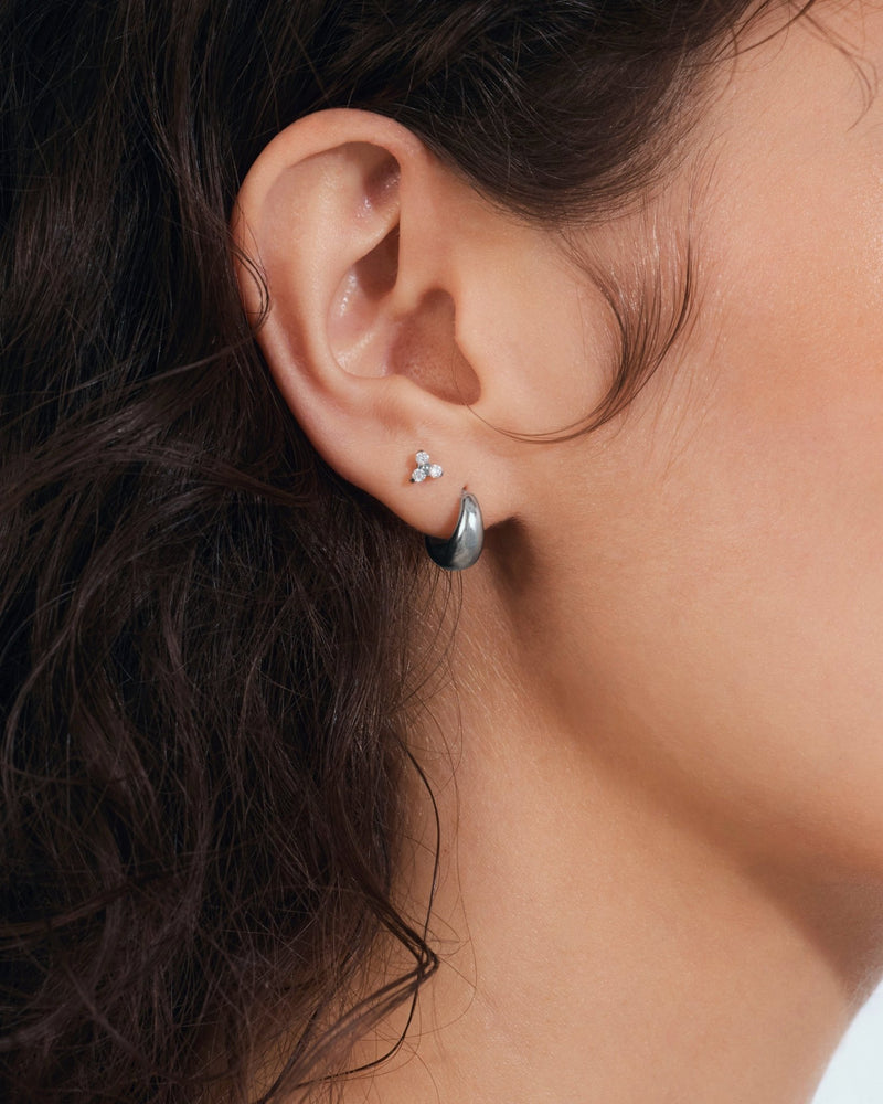 Trinity Solitaire Flat Back Studs in Silver — titanium — Rhokea